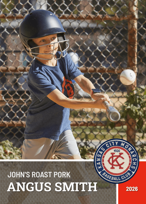 Baseball card made with the Custom design and an uploaded overlay
