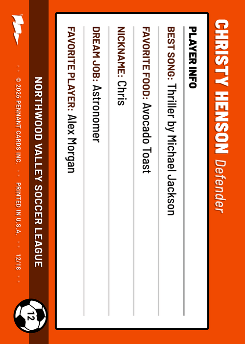 Custom Soccer Card Back