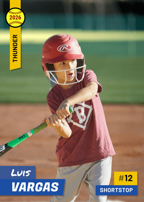 Custom softball card in the Minimal design with a softball outfield background