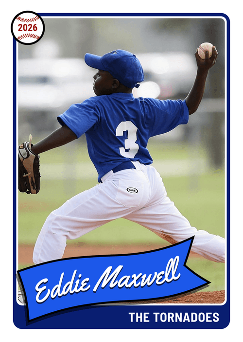 Personalized baseball card in the Pennant design