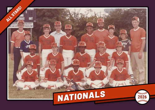 Personalized team photo card in the Velcro design