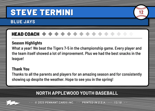 Velcro Coach Card - back of card