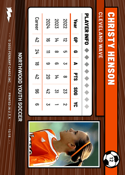 Velcro Soccer Card Back