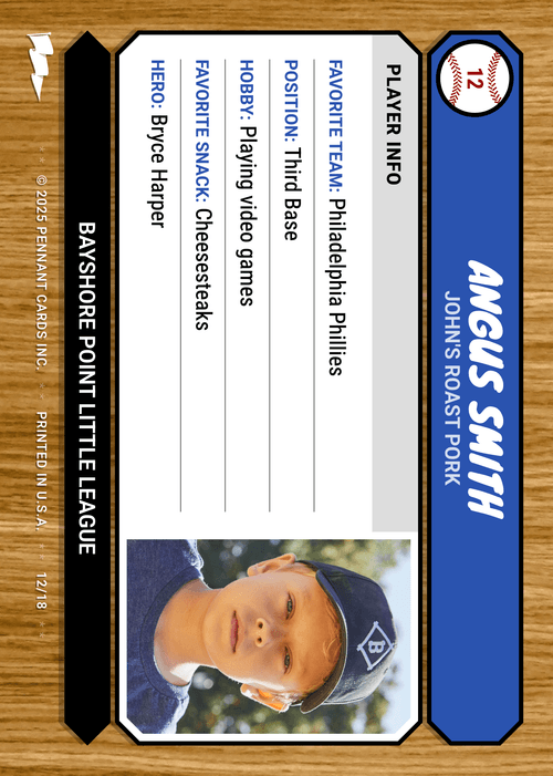 Wood Grain Baseball Card Back