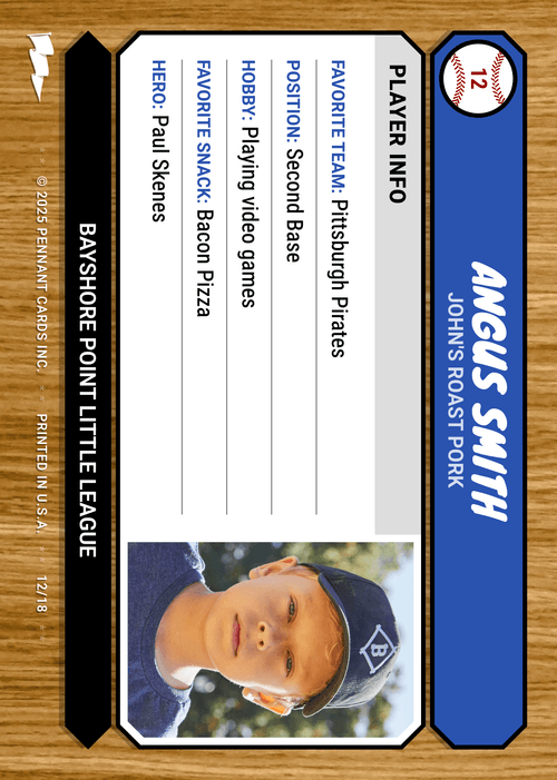 Wood Grain Baseball Card Back