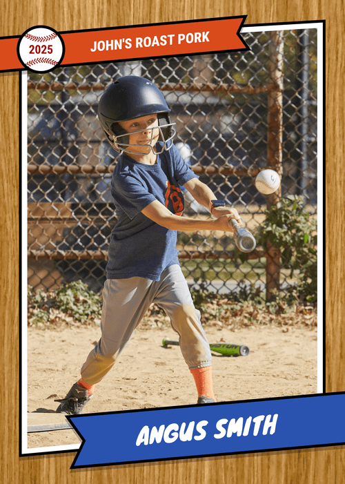 Wood Grain Baseball Card Design