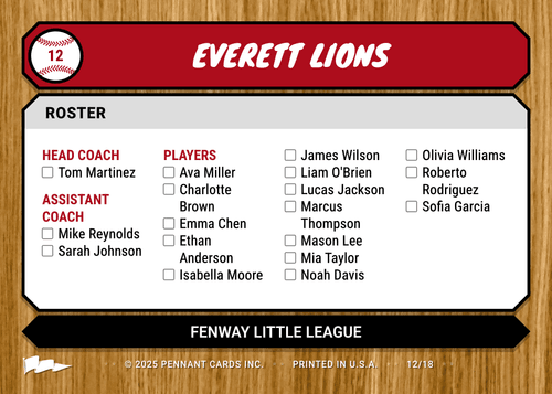 WoodGrain team card - back of card