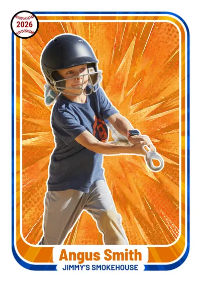 Ringer design with the orange comic burst background